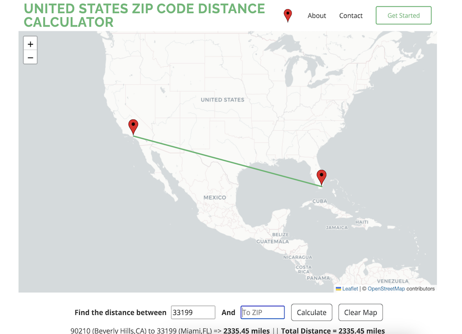 Zip Distance Calculator Preview